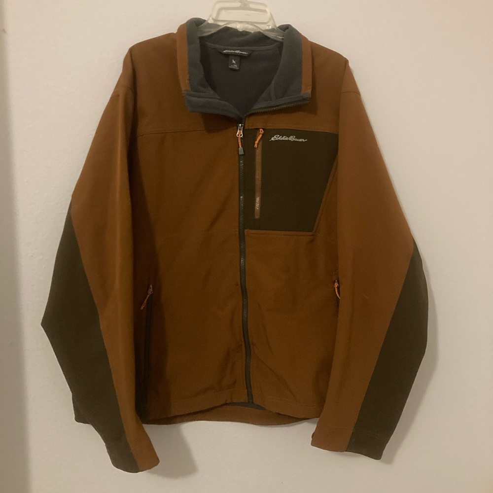 Eddie Bauer Men's Brown Performance Jacket Sz 2XL. ZIP Pockets.